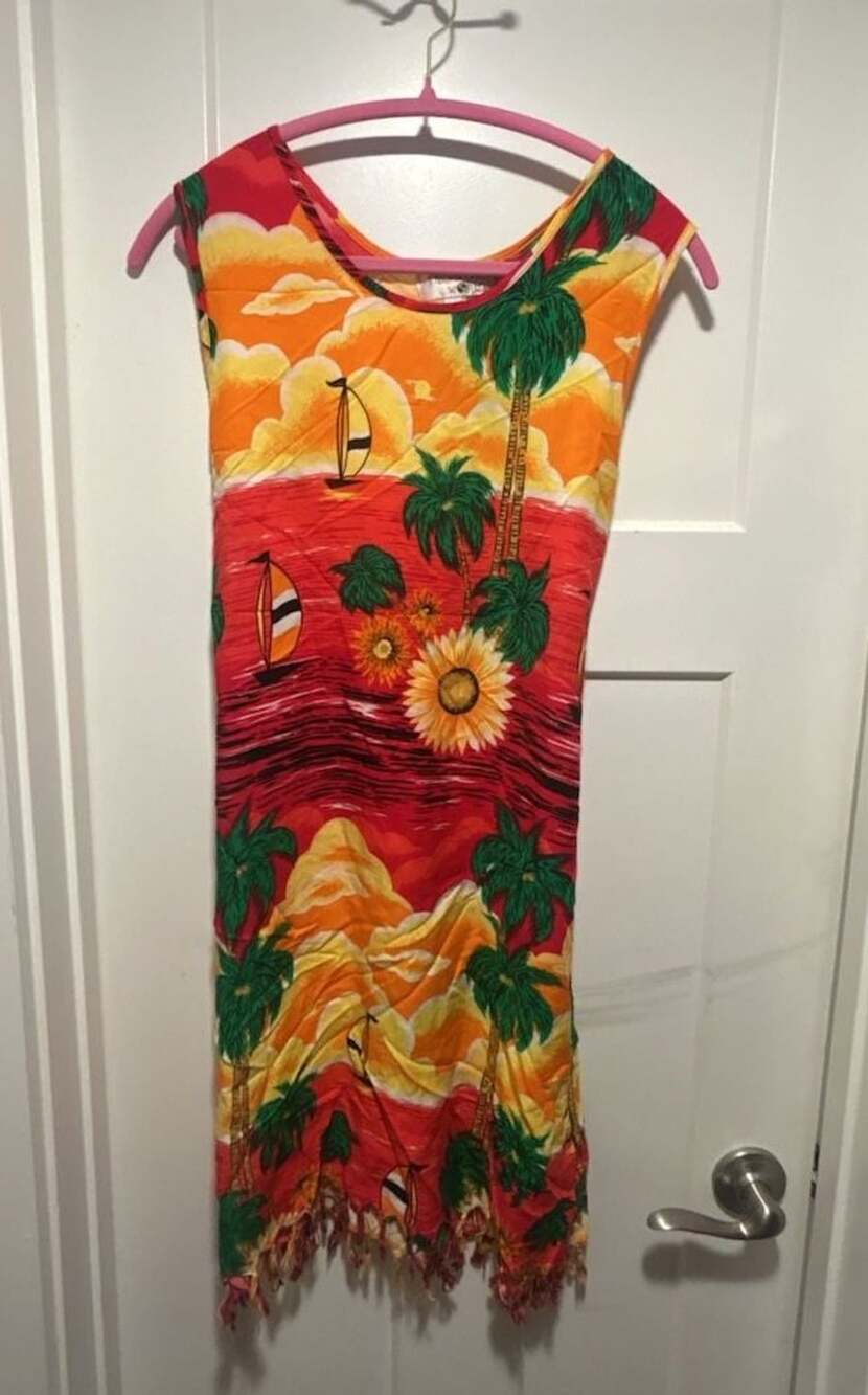 Tropical World Tropical Dress Size S Sunset Palm Beach Print